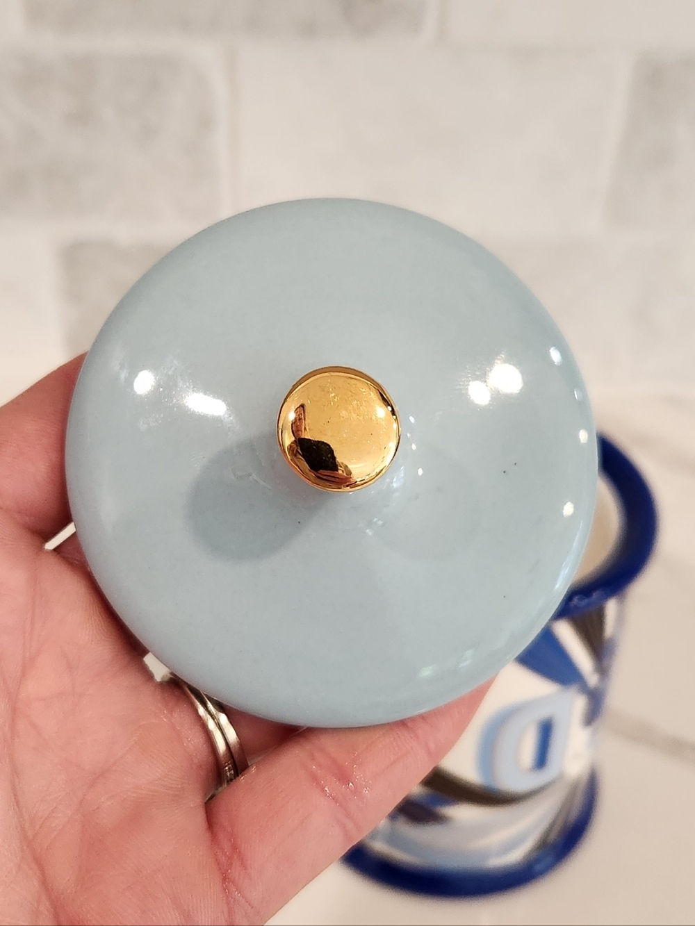 Jonathan Adler Druggist LSD Porcelain Lidded Jar Canister Psychedelic Blue/White - Picture 5 of 11